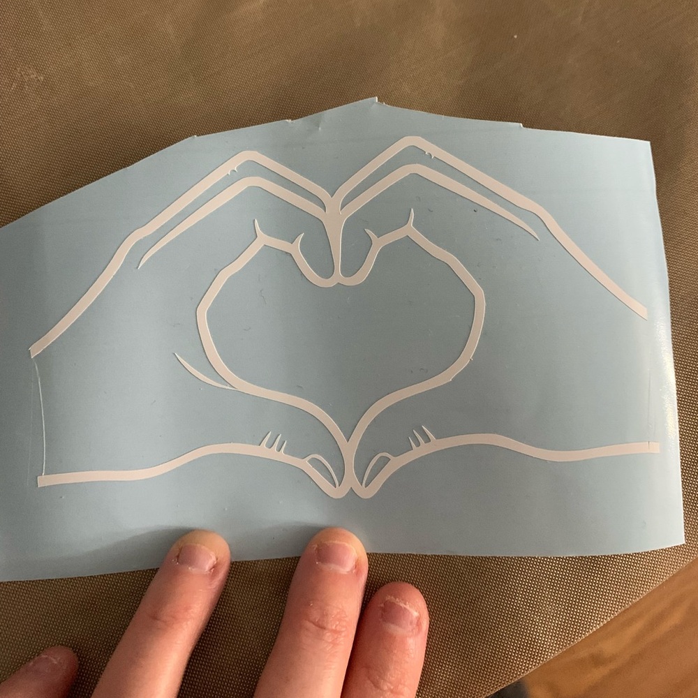 Heart Hands- Glossy White- Vinyl Decal